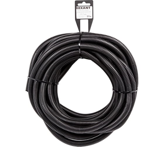 Изображение товара Труба автомобильная гофрированная REXANT ПП, d12,7 мм, разрезная, бухта 10 м/уп. 15-1310