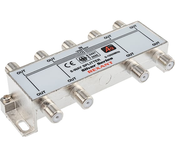 Изображение товара Делитель REXANT ТВ х 8 + 9шт. F BOX 5-1000 МГц Silver 05-6105