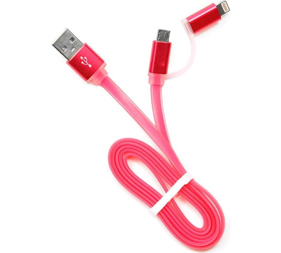 Изображение товара Кабель Cablexpert USB 2.0 AM/microBM 5P - iPhone lightning, 1м, комбо кабель, розовый CC-mAPUSB2pk1m