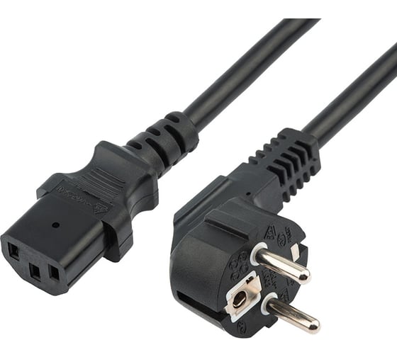 Изображение товара Сетевой шнур REXANT, угловая вилка - евроразъем С13, кабель 3x0,75 мм2, 1,8 м 11-1131