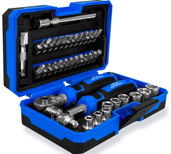 Изображение товара Набор бит vertextools 38 предметов, держатель,трещотка, удлинитель, кардан, головки 0033-38