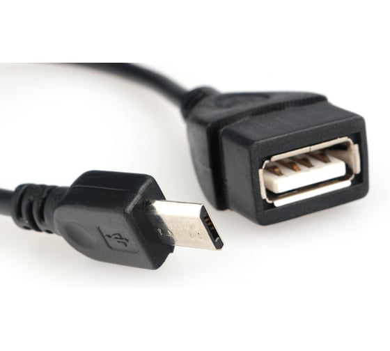 Изображение товара Кабель-переходник Cablexpert USB 2.0 OTG, AF/MicroUSB удлиненный (9 мм), медь, Pro, 0.15м, черный, пакет A-OTG-AFBM-03
