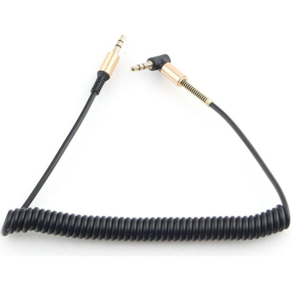 фото Аудио кабель cablexpert 3.5 джек /3.5 джек 90 градусов, спиральный, черный, 1.8м ccab-02-35mmlc-1.8mb