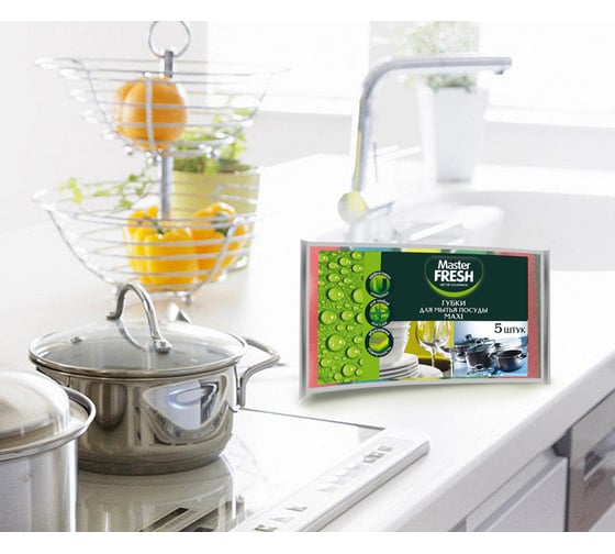 Изображение товара Губки для мытья посуды Master FRESH MAXI, 5шт, С0007744 250727