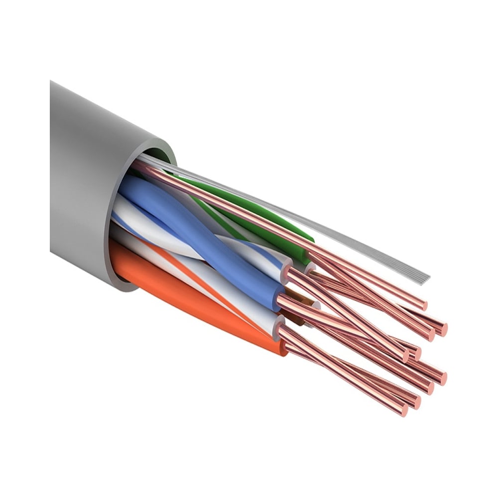 фото Кабель proconnect utp 4pr 24awg, cu , cat5e, 100 мгц, pvc, серый, бухта 25 м 01-0052-25