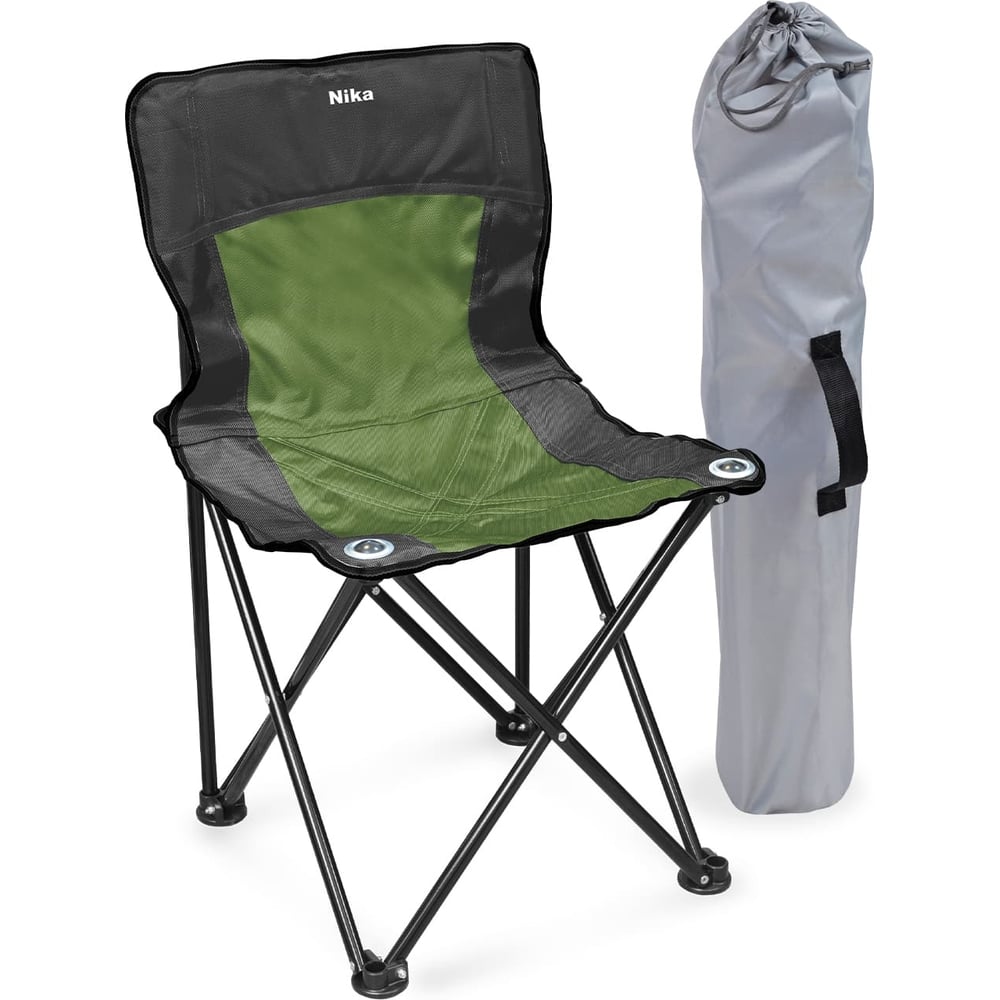 Изображение товара Складной стул для кемпинга Nika Премиум 2 ПСП2 черный хаки водоотталкивающая ткань