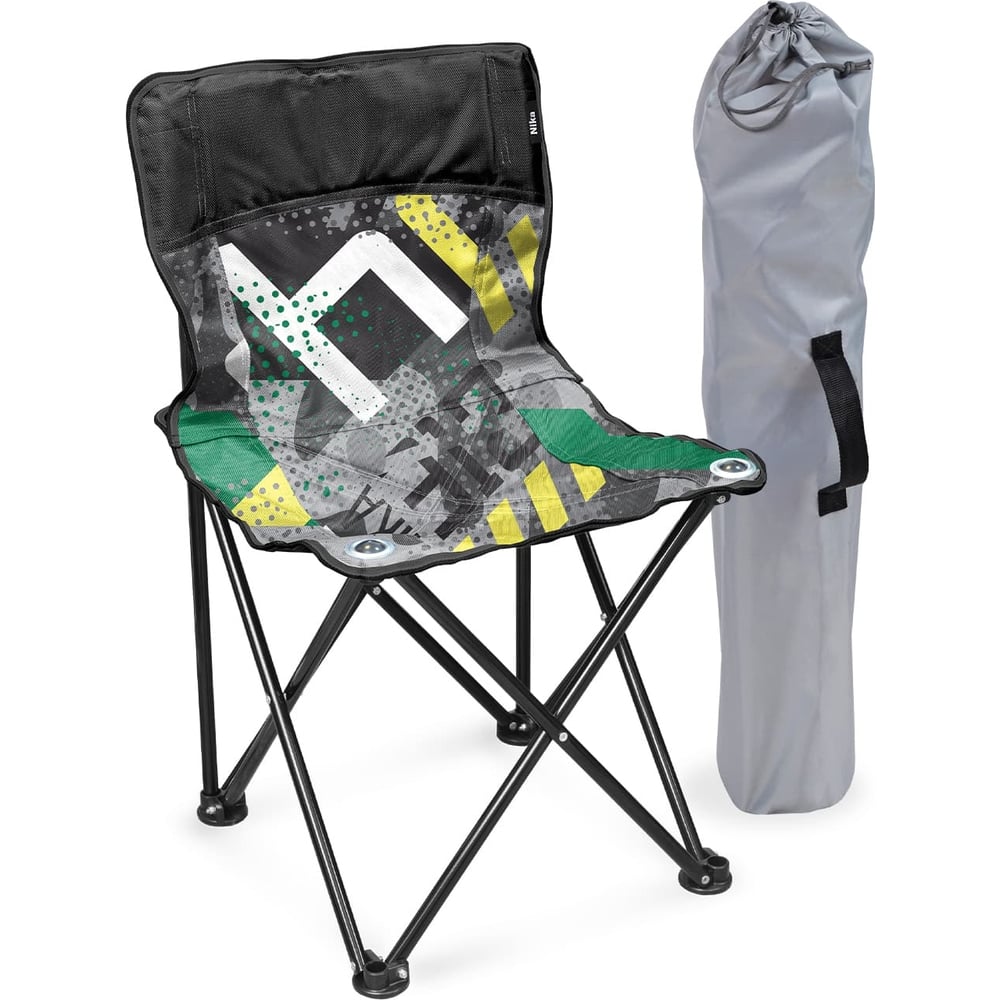 Изображение товара Складной стул Nika Премиум 2 ПСП2 зелено-черный легкий и прочный для кемпинга