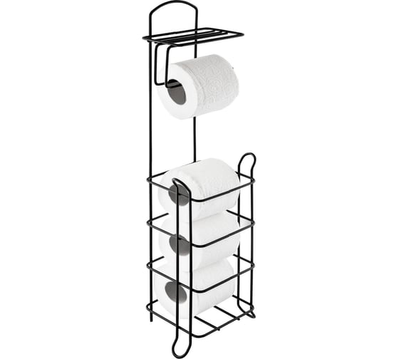 Изображение товара Держатель для туалетной бумаги VIALEX с полками для хранения, черный KWT101