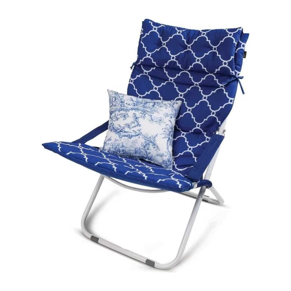 Изображение товара Кресло-шезлонг Nika Haushalt с матрасом и подушкой синий HHK6/BL