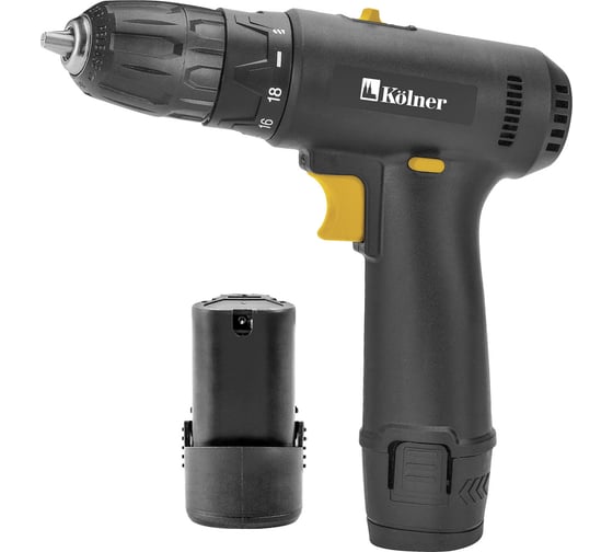 Изображение товара Дрель-шуруповерт аккумуляторная Kolner KCD 12/2L 12В, 2 скорости, АКБ - 2 шт, 2.0Ач, ЗУ, 25Нм 8020100302