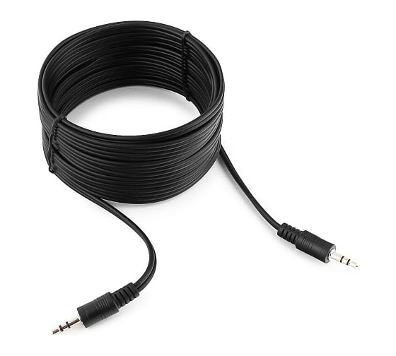 Изображение товара Кабель Cablexpert аудио Jack 3.5(M)/Jack 3.5(M), 3pin, 5м, черный, пакет CCA-404-5M