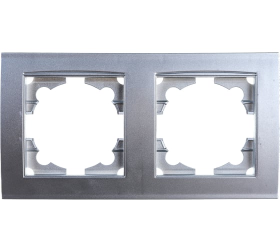 Изображение товара Рамка UNIVersal Бриллиант 2-х местная, горизонтальная, серебро 7949711