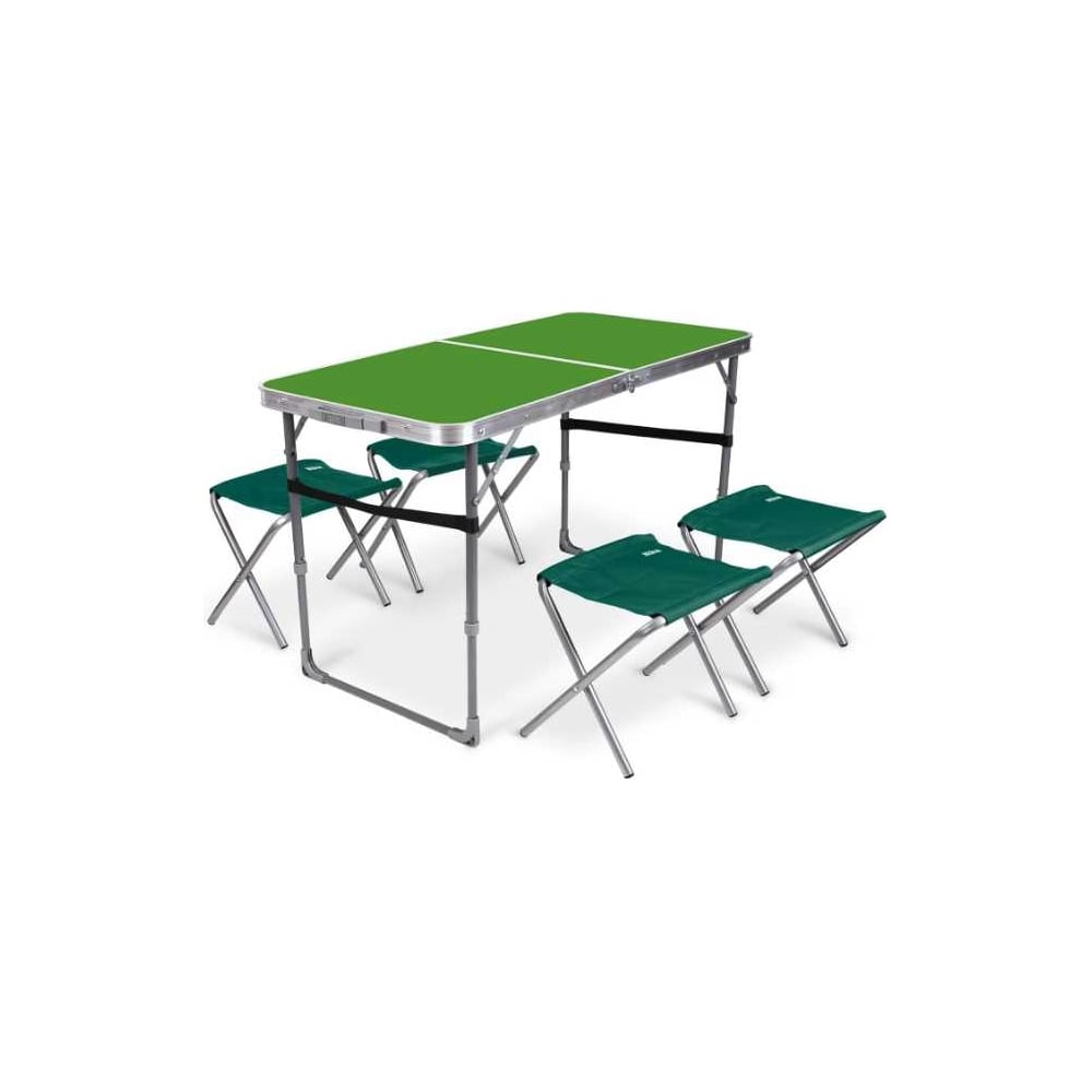 Изображение товара Набор стол и стулья Ника с прямоугольным столом и металлическими стульями зеленый