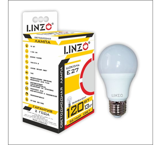 Изображение товара Светодиодная лампа LINZO LED A60 13W E27 4000K