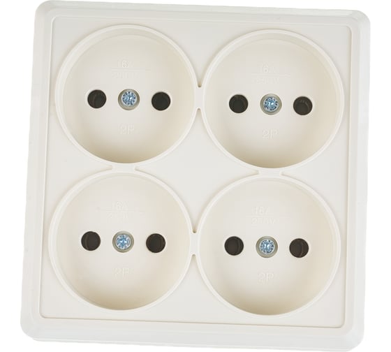 Изображение товара Розетка UNIVersal Олимп 4-ая б/з слоновая кость ivory квадрат 1170
