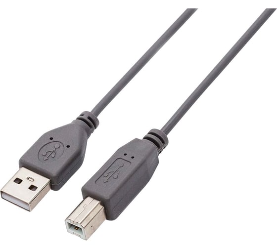 Изображение товара Кабель интерфейсный Filum USB 2.0 1.8 м., серый, разъемы: USB A male-USB B male, пакет FL-C-U2-AM-BM-1.8M