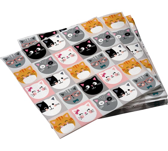 Изображение товара Салфетки бумажные трехслойные Кошки с ушками 33x33см 20шт ND Play 306000