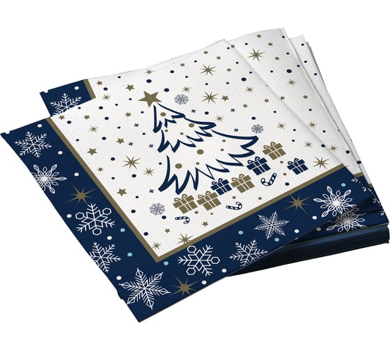 Изображение товара Салфетки бумажные трехслойные Елочка синий 33x33см 20шт ND Play 310247