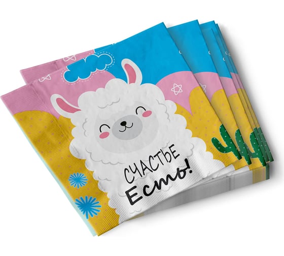 Изображение товара Салфетки бумажные трехслойные Лама 33x33см 20шт ND Play 297183