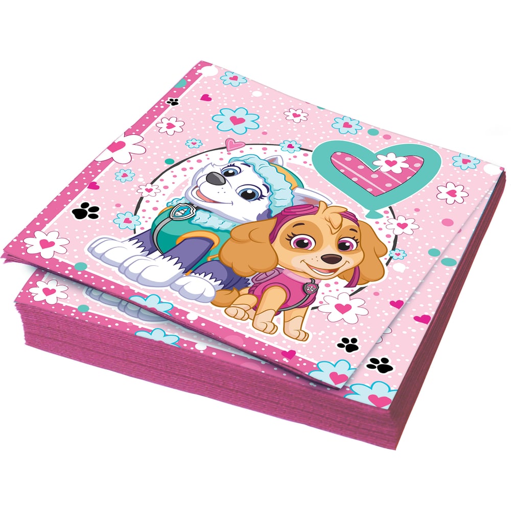 Изображение товара Щенячий патруль Бумажные трехслойные салфетки 33x33см для девочек 20 шт ND Play