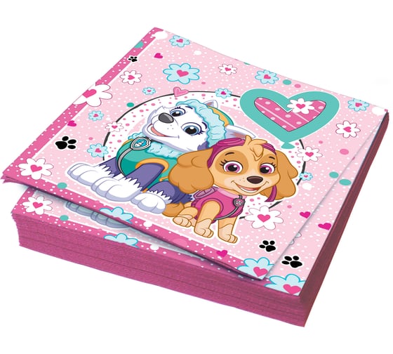 Изображение товара Щенячий патруль Салфетки бумажные трехслойные 33x33см 20шт для девочек ND Play 292181