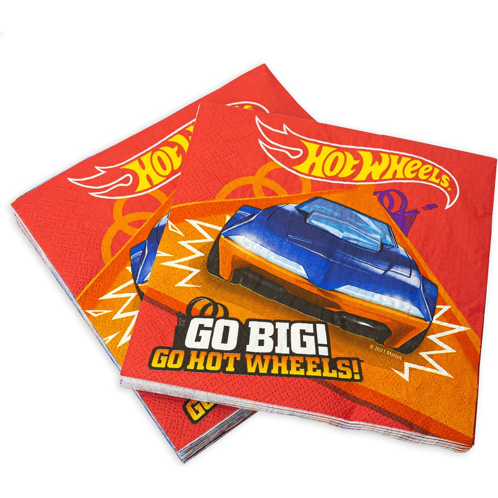 Изображение товара Трехслойные бумажные салфетки Hot Wheels 33x33 см 20 шт для дома и офиса