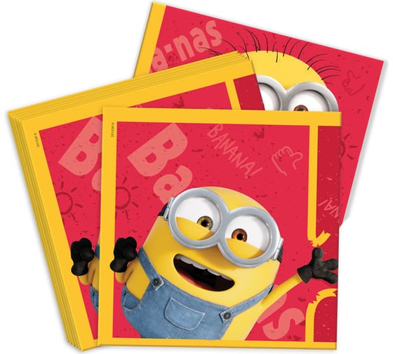 Изображение товара Minions 2 Салфетки бумажные трехслойные 2 33x33см 20шт 3D дизайн ND Play 287112