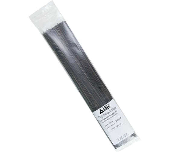 Изображение товара Проволока вязальная в прутках Delta-Park 400 мм/250 шт термообработанная (мягкая) 0,8. ГОСТ 3282_74 provoloka250_08