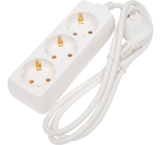 Изображение товара Бытовой удлинитель LINZO 1,5 мета, 3 розетки, заземление, ПВС 3x0,75, 10А, max 2500Вт, 250В, белый 10-3E 1,5M