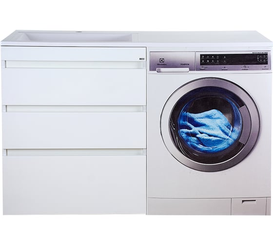 Изображение товара Напольная тумба под стиральную машину Misty Фостер - 70 три ящика белая Э-Фос01070-013ЯНС