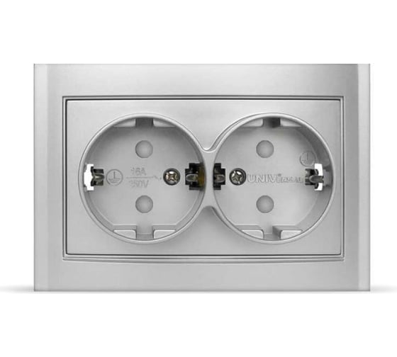 Изображение товара Розетка UNIVersal Бриллиант 2-ая с/з з/ш серебро 7949797