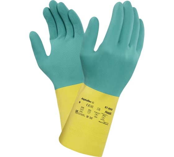 Изображение товара Перчатки Ansell AlphaTec Bi-Colour химстойкие, размер 7.5-8 87-900-8