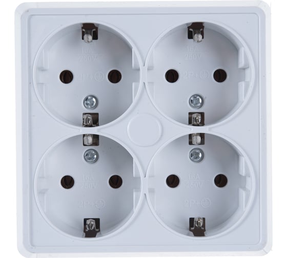 Изображение товара Розетка UNIVersal Олимп 4-ая с/з белая, квадрат 1165