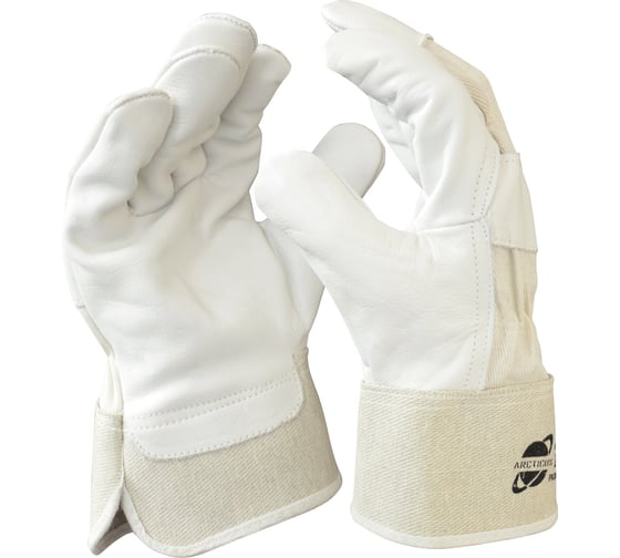 Изображение товара Перчатки комбинированные ARCTICUS из кожи КРС, серые, хб, размер 10, 12 пар 2403-1012
