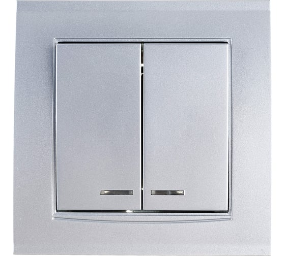 Изображение товара Выключатель UNIVersal Бриллиант 2 клавиши, с подсветкой, серебро 7949667