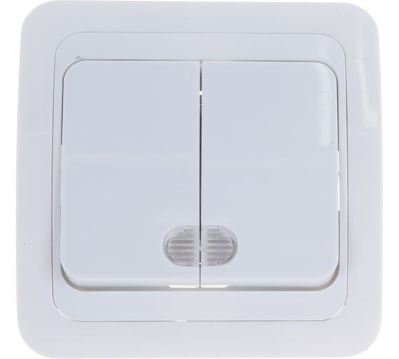 Изображение товара Выключатель UNIVersal Валери 2 клавиши, с подсветкой, белый В0123