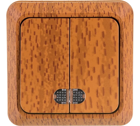 Изображение товара Выключатель UNIVersal Олимп 2 клавиши, с подсветкой, бук 7946734