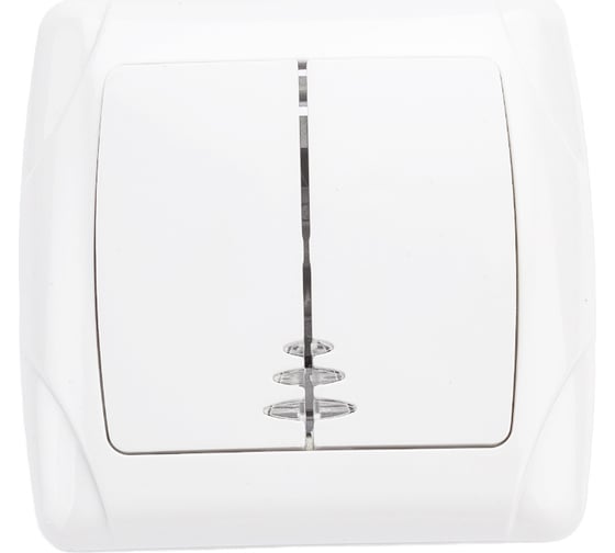 Изображение товара Выключатель UNIVersal Маргарита 2 клавиши, с подсветкой, белый М0123