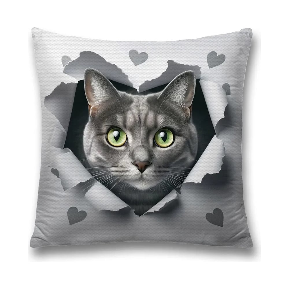 Изображение товара Декоративная наволочка на молнии 45x45 см с котиками JoyArty с застежкой-молнией