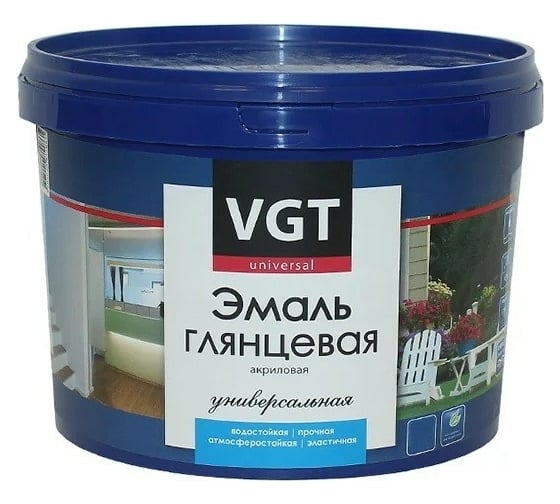 Изображение товара Универсальная эмаль VGT ВД АК 1179 супербелая глянц. 2,5 кг 11601908