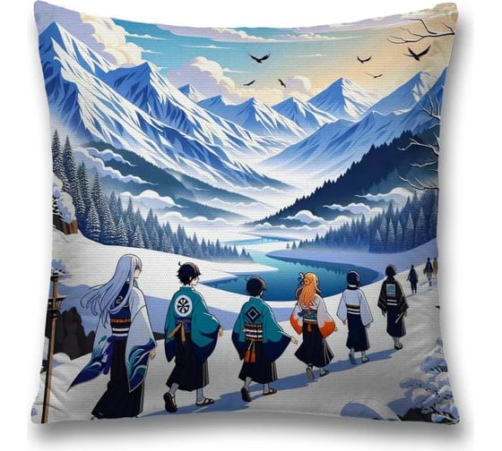 Изображение товара Наволочка декоративная на молнии, чехол на подушку JoyArty "Аниме в горах" 45x45 см sl_sd1392
