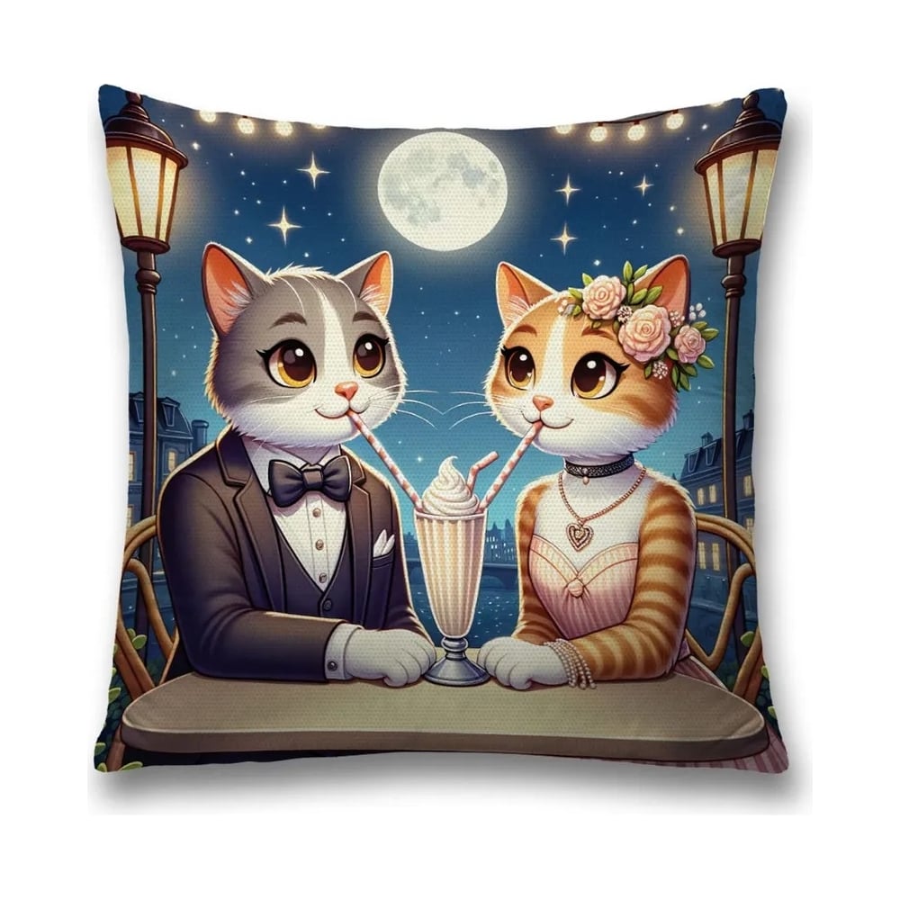 Изображение товара Декоративная наволочка JoyArty Кошачья романтика 45x45 см