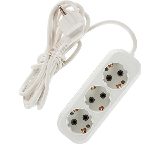 Изображение товара Бытовой удлинитель LINZO 3 метра, 3 розетки, заземление, ПВС 3x0,75, 10А, max 2500Вт, 250В, белый 10-3E 3M