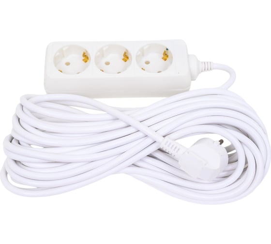 Изображение товара Бытовой удлинитель LINZO 10 метров 3 розетки, заземление, ПВС 3x0,75, 10А, max 2500Вт, 250В, белый 10-3E 10M