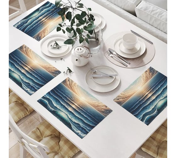 Изображение товара Салфетки на стол для сервировки JoyArty прямоугольные, плейсмат "Рассвет на море", 32x46 см, в комплекте 4шт. np_430002