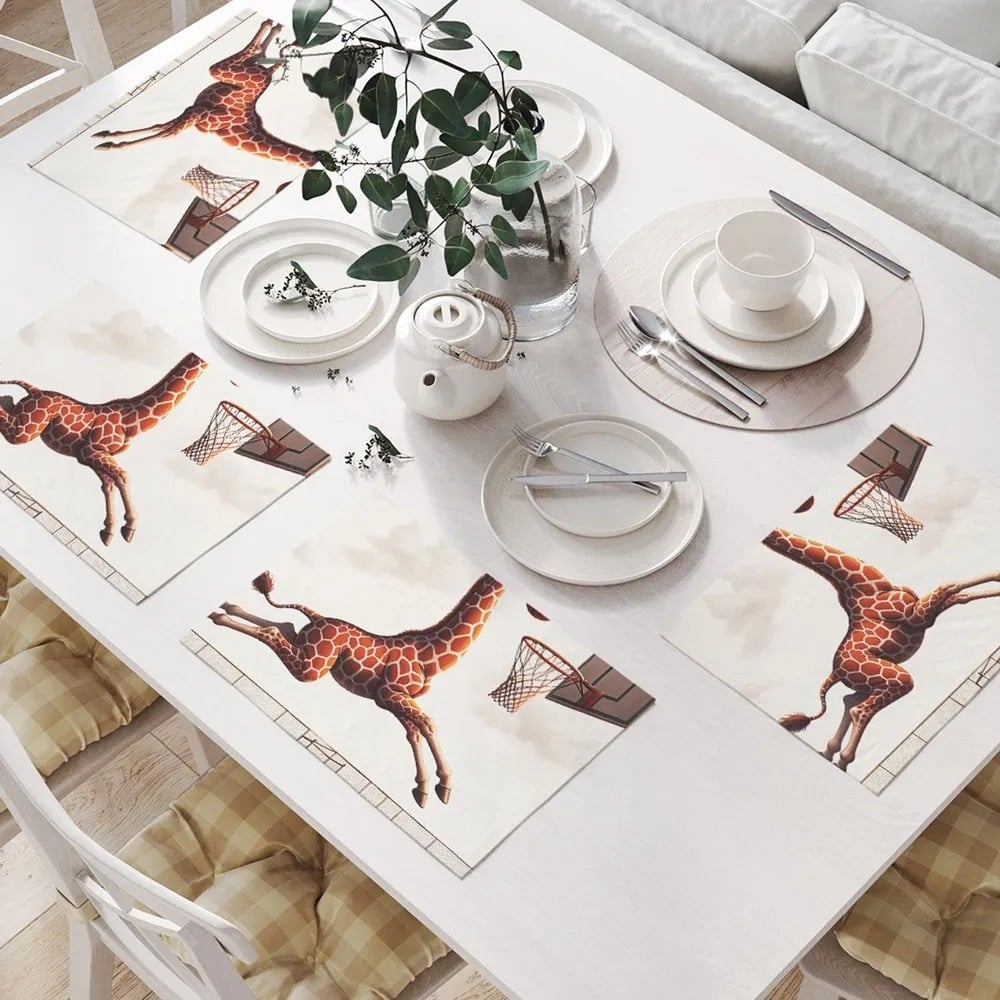Изображение товара Салфетки на стол JoyArty прямоугольные 32x46 см в комплекте 4 шт, дизайн Жираф играет