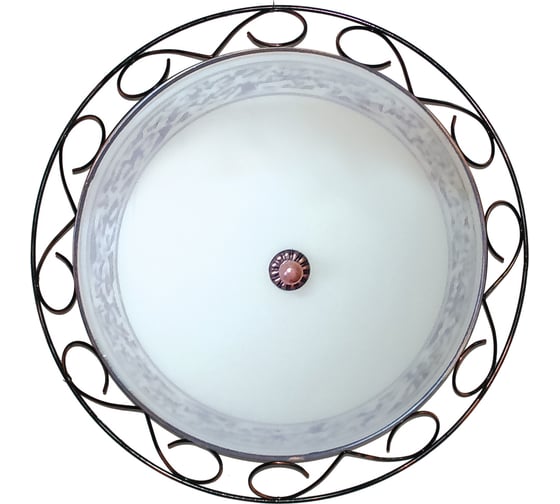 Изображение товара Светильник настенно-потолочный ЭЛЕТЕХ Классик 300 НПБ 01-2x60-118 матовый белый /корпус Орнамент медь ИУ [es] 1005205897