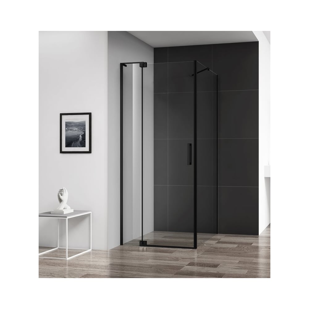 Изображение товара Душевой уголок Cezares SLIDER-AH-1-100-80/90-C-NERO с регулируемой шириной и антикоррозийным профил