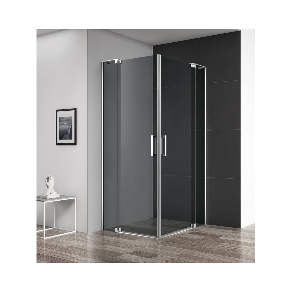 Изображение товара Душевой уголок Cezares SLIDER-AH-2-80/90-100/110-GRIGIO-Cr анодированный алюминий закаленное стекло