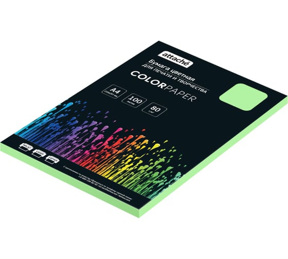 Изображение товара Бумага цветная Attache зеленый пастель, 80 г, А4, 100 л 1776497